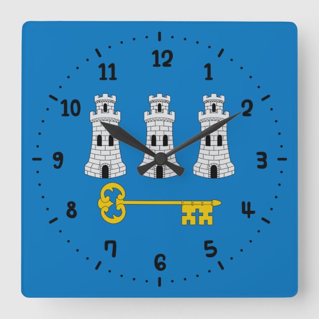 Drapeau de La Havane, Cuba Carré Horloge murale (Recto)