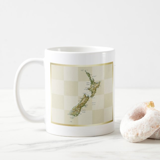 Drapeau de la Nouvelle Zélande + Tasse de carte (Avec donut)