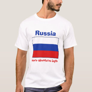 Drapeau de la Russie + Carte + T-shirt des textes