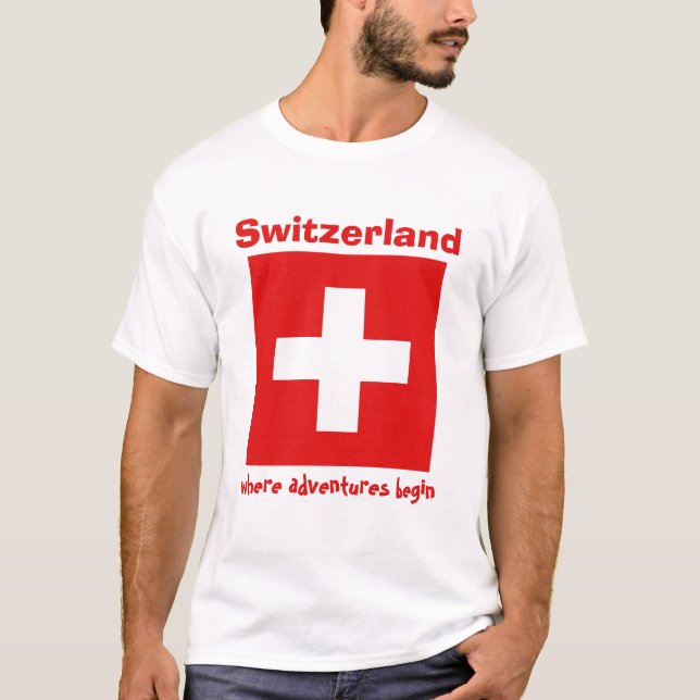 Drapeau de la Suisse + Carte + T-shirt des textes (Devant)