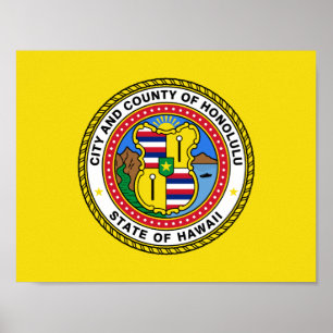 Drapeau de la ville de Honolulu, Hawaii Poster