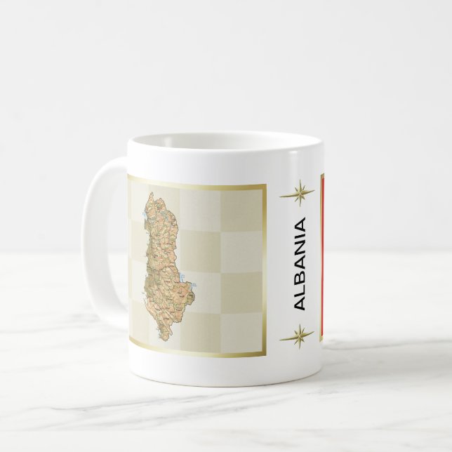 Drapeau de l'Albanie + Tasse de carte (Devant gauche)