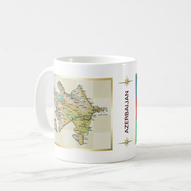 Drapeau de l'Azerbaïdjan + Tasse de carte (Devant gauche)