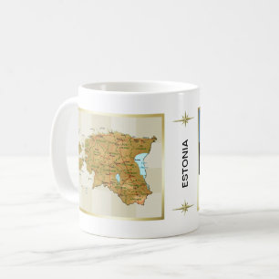 Drapeau de l'Estonie + Tasse de carte