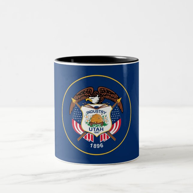 Drapeau de l'État de l'Utah Mug à café à deux tons (Centre)
