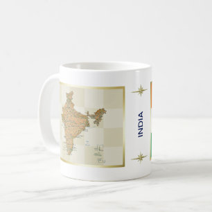 Drapeau de l'Inde + Tasse de carte