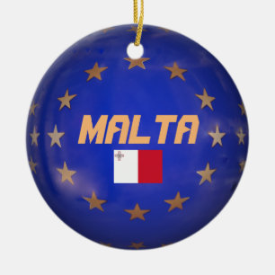 Drapeau de l'UE de Malte Ornement de Noël personna