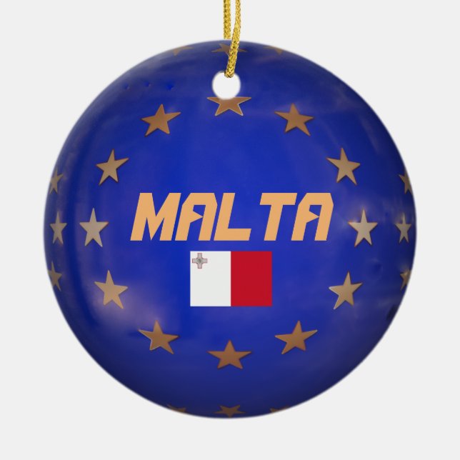 Drapeau de l'UE de Malte Ornement de Noël personna (Devant)