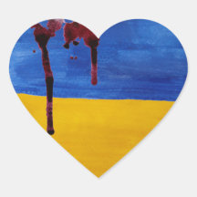 Drapeau de l'Ukraine saignant Stickers Coeur