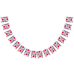 Drapeau de l'Union Jack britannique avec le roi Ch