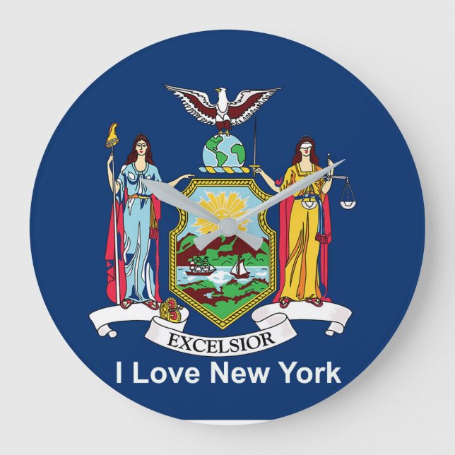 Drapeau de New York pour horloge ronde à grand mur (Recto)