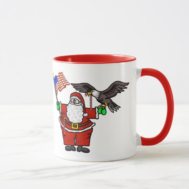 Drapeau de Père Noël et tasse patriotiques de Noël (Droite)