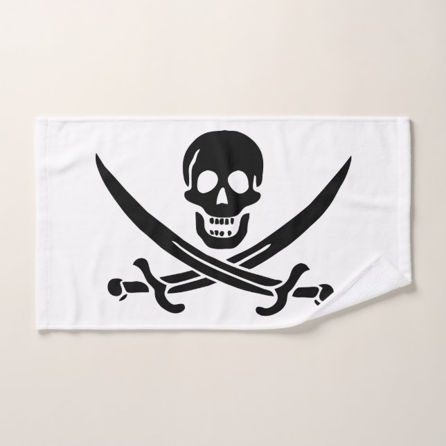 Drapeau de pirate Crâne croisé épées (Serviette à main)