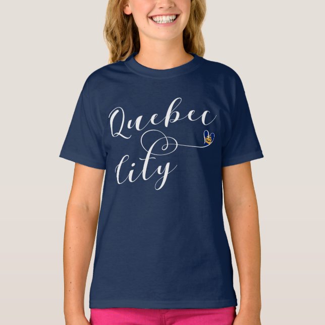 Drapeau De Québec En T-shirt Coeur (Devant)