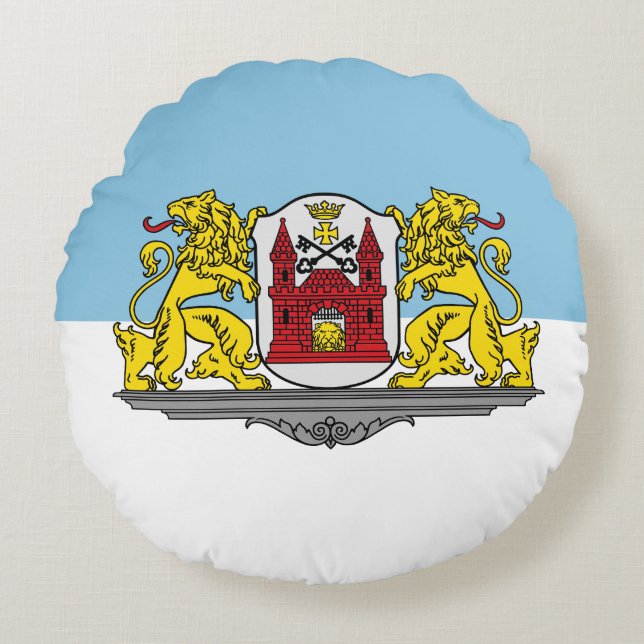 Drapeau de Riga, Lettonie Coussin rond (Devant)