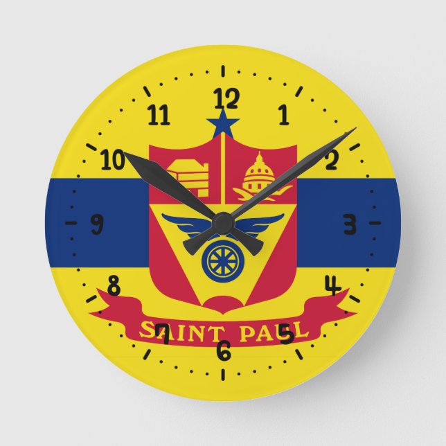 Drapeau de St Paul, Minnesota Carré Horloge murale (Recto)