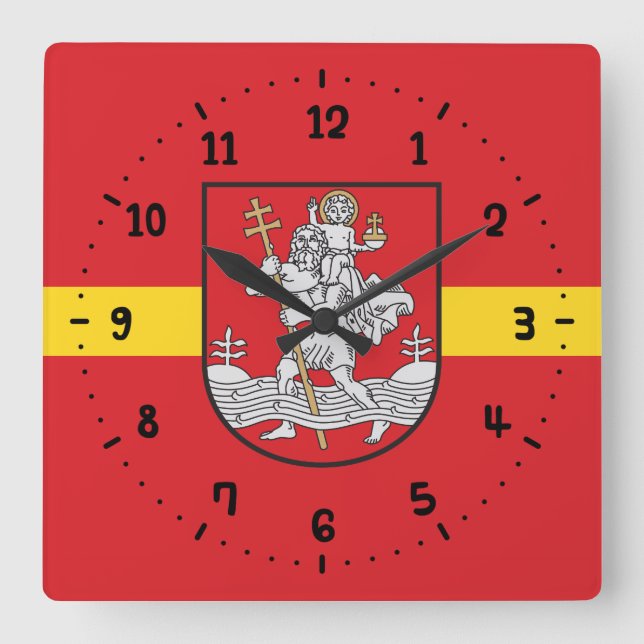 Drapeau de Vilnius, Lituanie Horloge murale Carré (Recto)