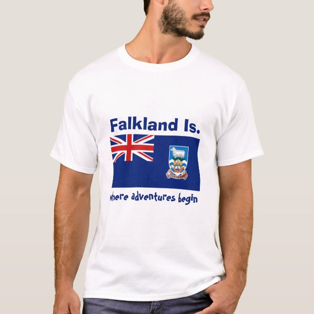 Drapeau des Îles Falkland + Carte + T-shirt des (Devant)