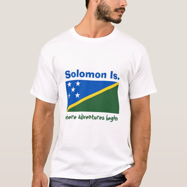 Drapeau des Îles Salomon + Carte + Texte T-shirt (Devant)