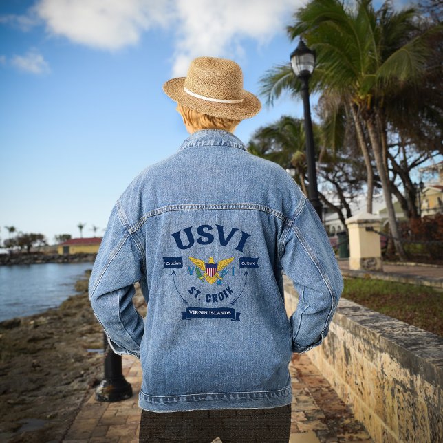 Drapeau des îles Vierges américaines Sainte-Croix  (US Virgin Islands Flag St. Croix USVI Tropical Denim Jacket wear the U.S. Virgin Islands Flag. )