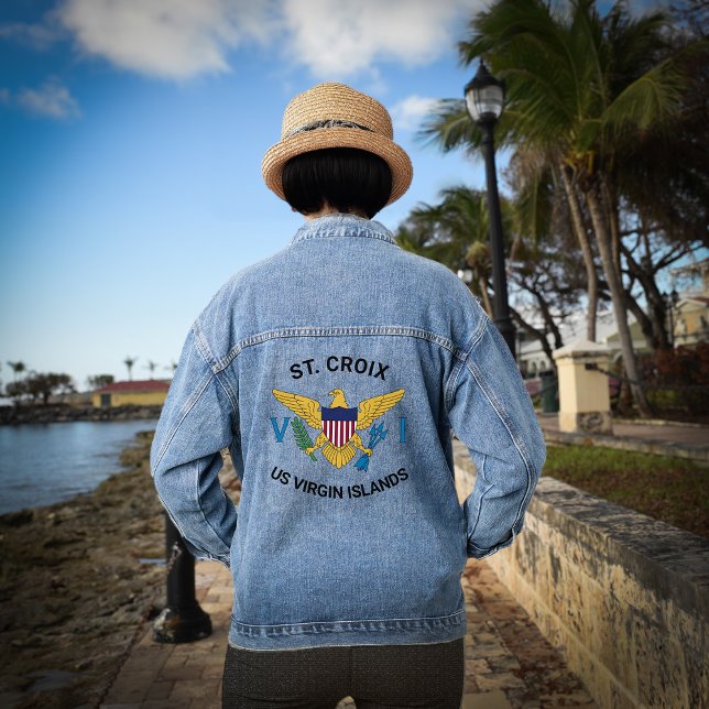 Drapeau des îles Vierges américaines St. Croix Éta (US Virgin Islands Flag St. Croix U.S. VI Tropical Denim Jacket wear the U.S. Virgin Island flag. )
