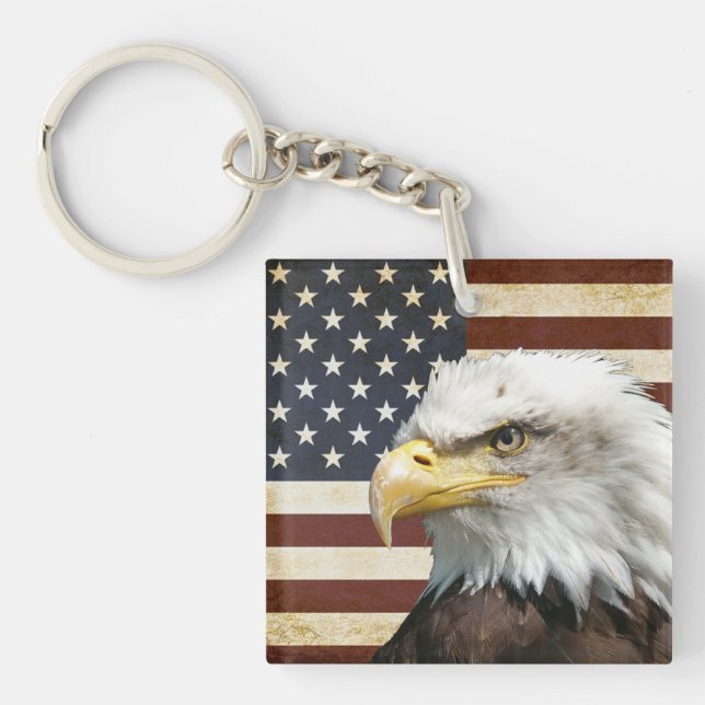 Drapeau des USA Etats-Unis de cru avec l'Américain (Devant)