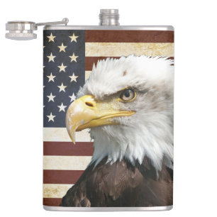 Drapeau des USA Etats-Unis de cru avec le flacon
