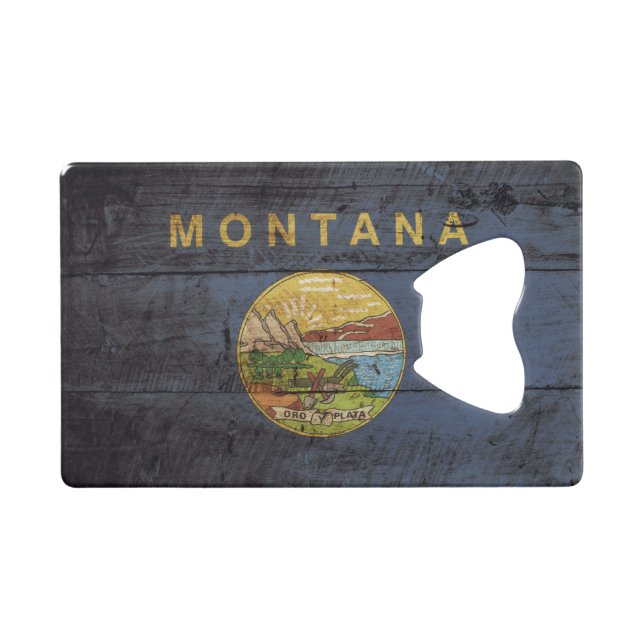 Drapeau d'état du Montana sur le vieux grain en (Devant (Horizontal))