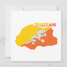 Drapeau du Bhoutan sur la carte du pays