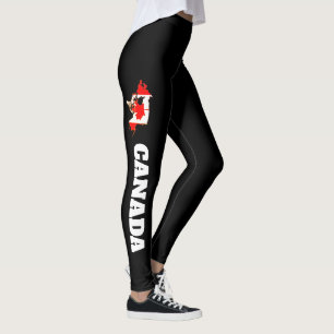 Drapeau du Canada Rouge Blanc Noir Leggings Femmes