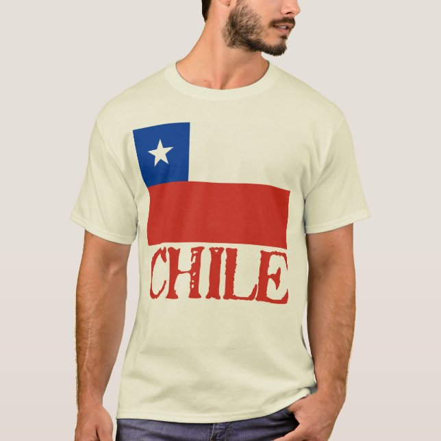 Drapeau du Chili avec les T-shirts nommés du (Devant)