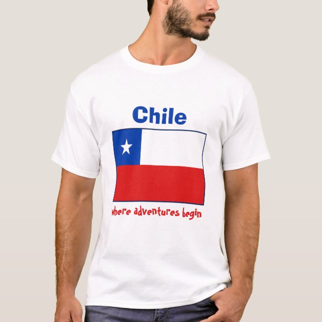 Drapeau du Chili + Carte + T-shirt des textes (Devant)