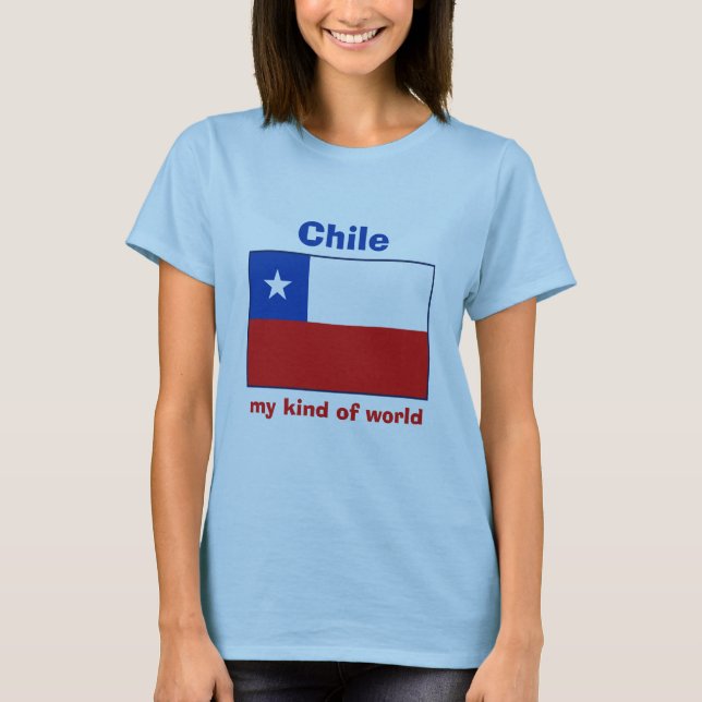 Drapeau du Chili + Carte + T-shirt des textes (Devant)