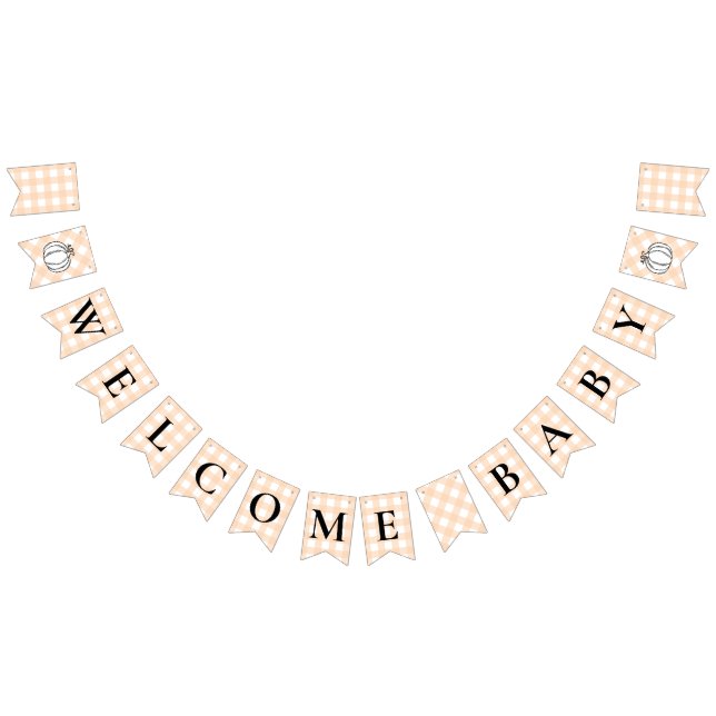 Drapeau du citrouille Peach En vichy Baby shower B (Tout)