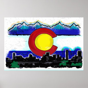 Drapeau du Colorado affiche de la ligne de skyline