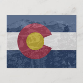 Drapeau du Colorado avec carte postale Pikes Peak