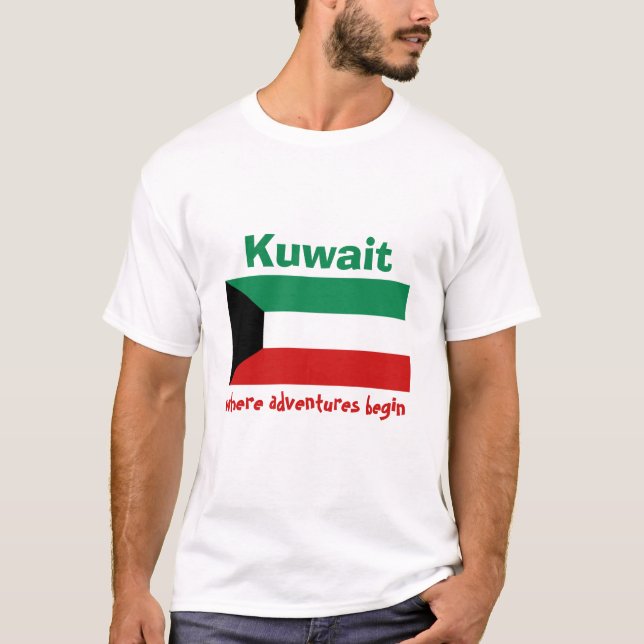 Drapeau du Kowéit + Carte + T-shirt des textes (Devant)