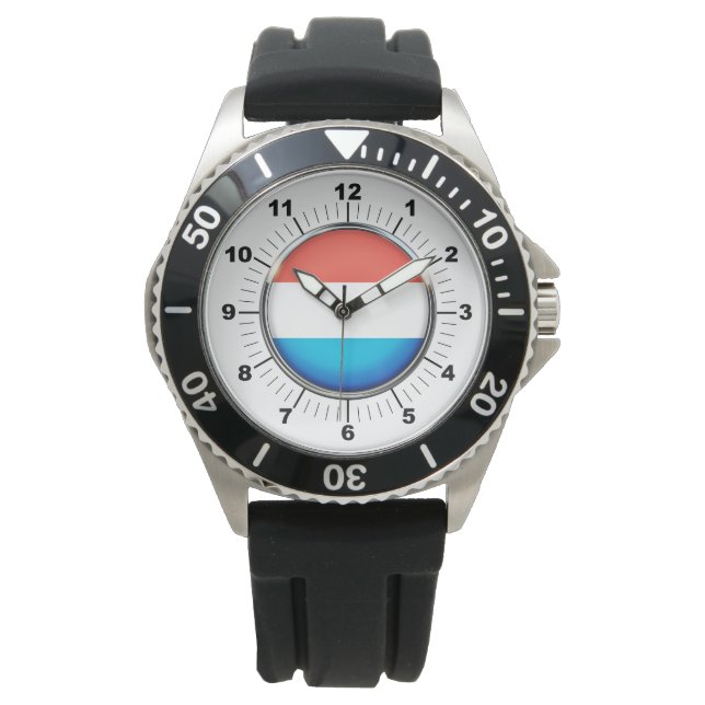 Drapeau du Luxembourg pour homme Montre en caoutch (devant)