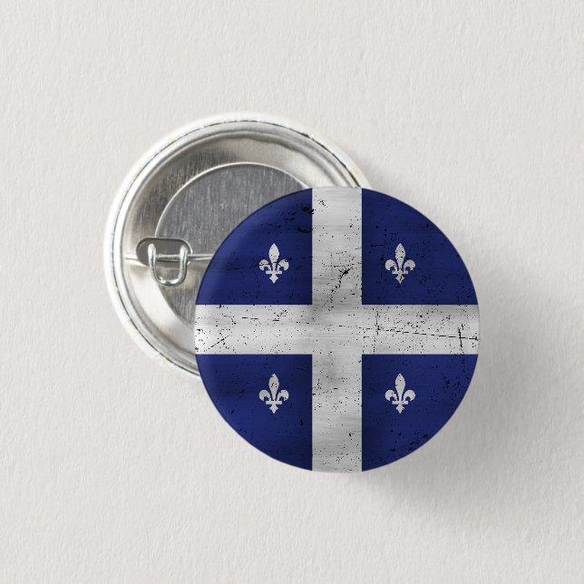 Drapeau du Québec style grunge érodé Button (Vorne & Hinten)