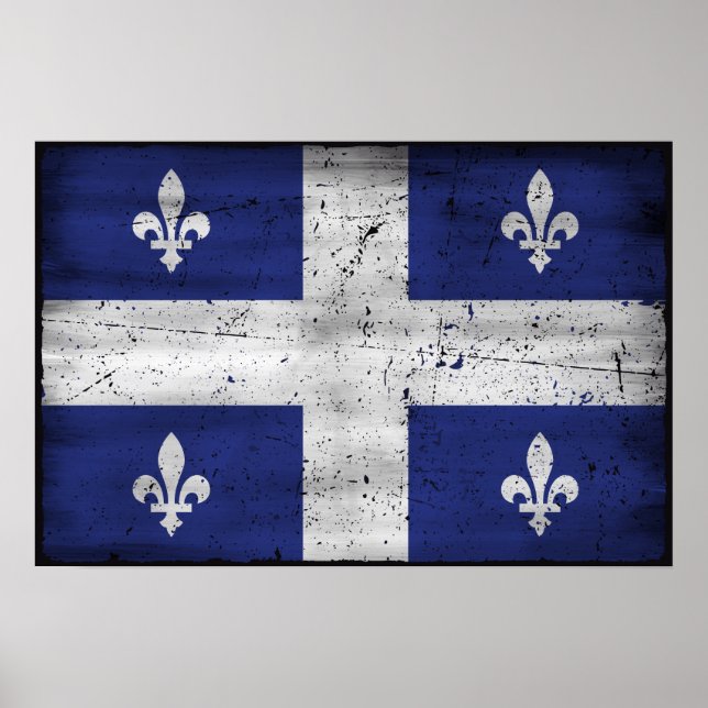 Drapeau du Québec style grunge érodé Poster (Vorne)