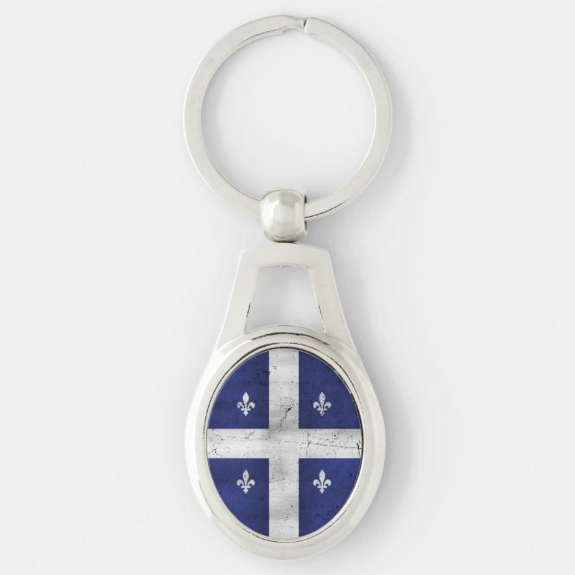Drapeau du Québec style grunge érodé Schlüsselanhänger (Vorderseite)