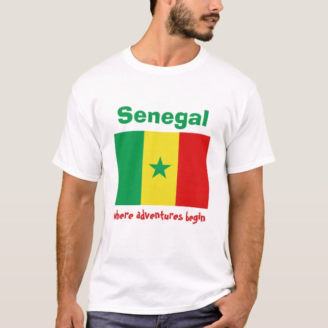 Drapeau du Sénégal + Carte + T-shirt des textes (Devant)