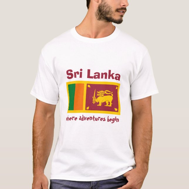 Drapeau du Sri Lanka + Carte + T-shirt des textes (Devant)