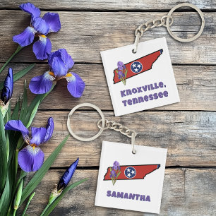 Drapeau du Tennessee avec fleur d'état Iris texte