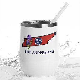 Drapeau du Tennessee avec fleur d'état Iris texte 