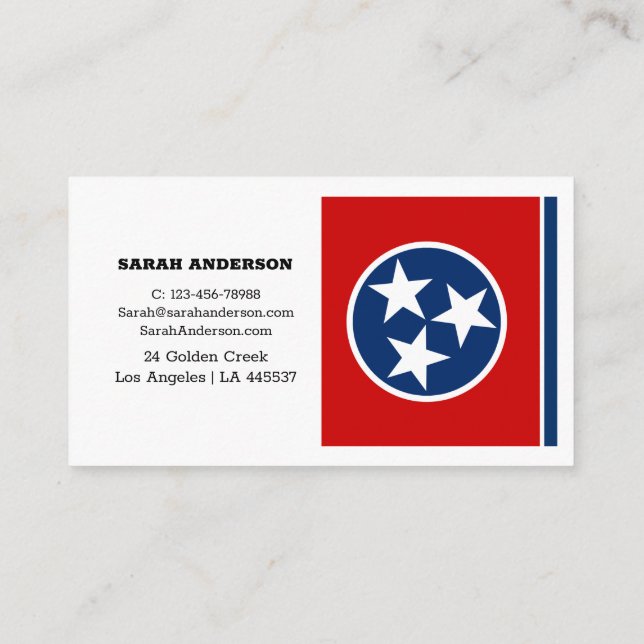 Drapeau du Tennessee Élégant Carte de visite / USA (Dos)
