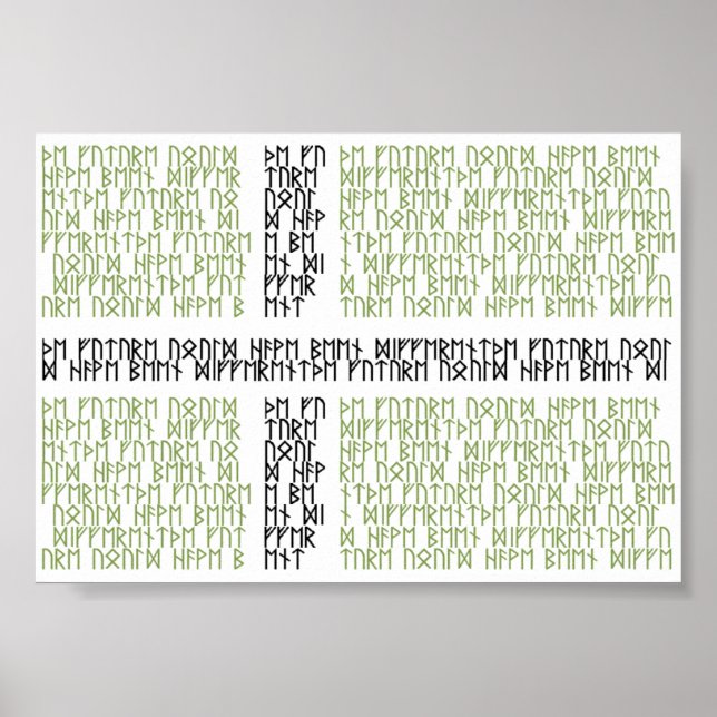 Drapeau du Vinland w Runes - Poster (Devant)