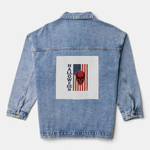 Drapeau effrayant vintage patriotique crâne Hallow