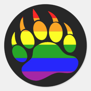 DRAPEAU EN BOVET D'OURS EN NOIR - Sticker rond