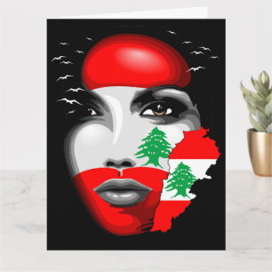 Drapeau et carte du Liban sur le visage de la fill